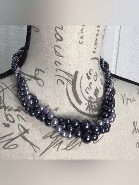 Triple Strand Faux Pearl Necklace